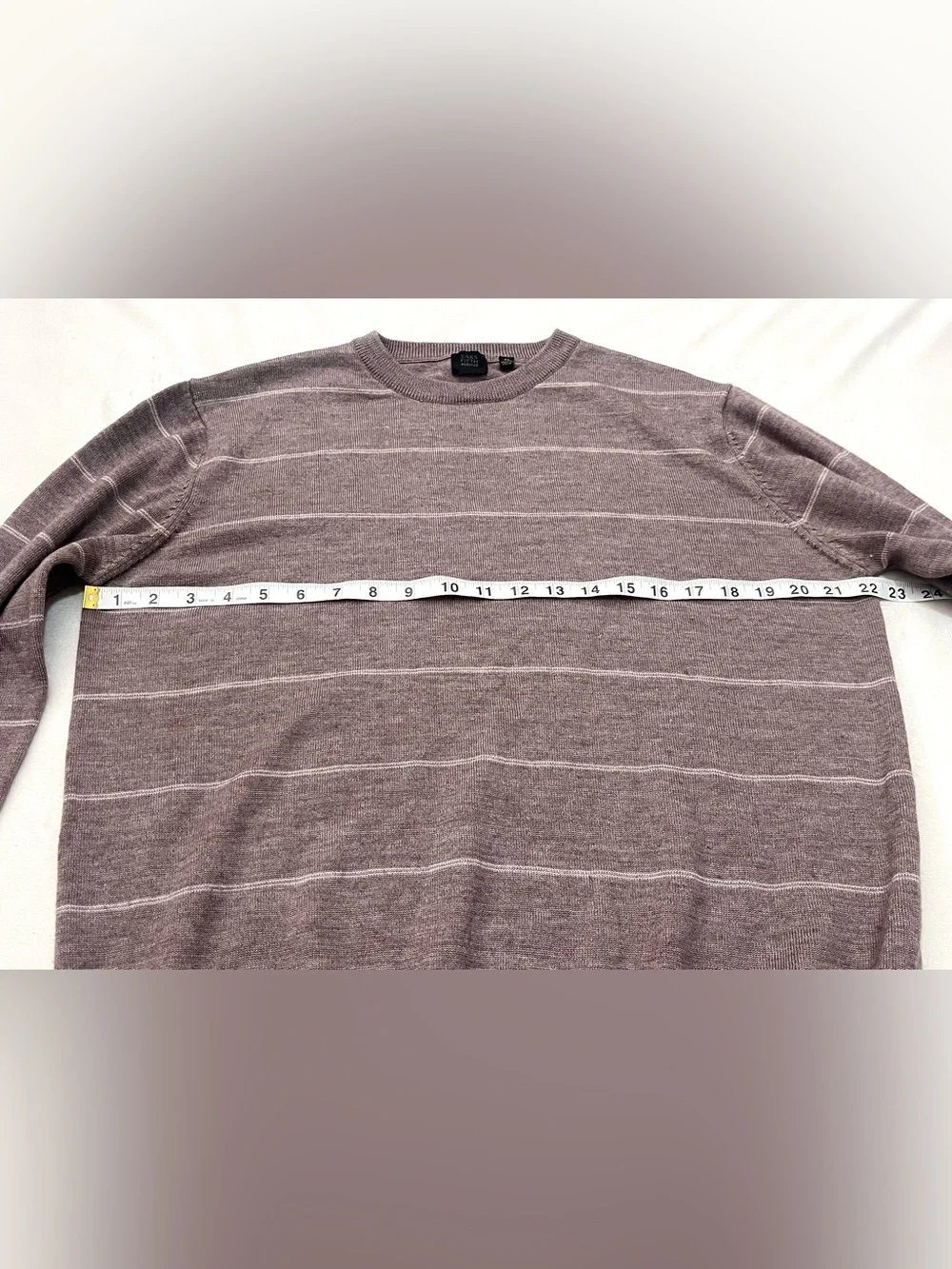 Saks Fifth Avenue Light Brown Striped Crewneck Wool Blend Sweater Women’s XL
